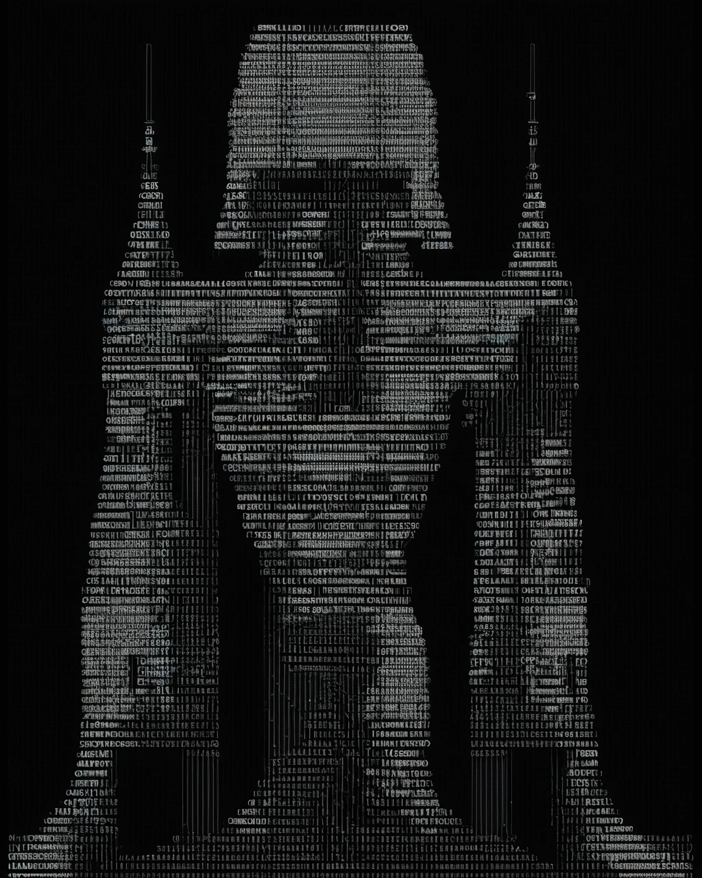 ascii art of a man standing in front of a giant tower , ascii_art , <lora:ascii_art-sdxl:0.8>