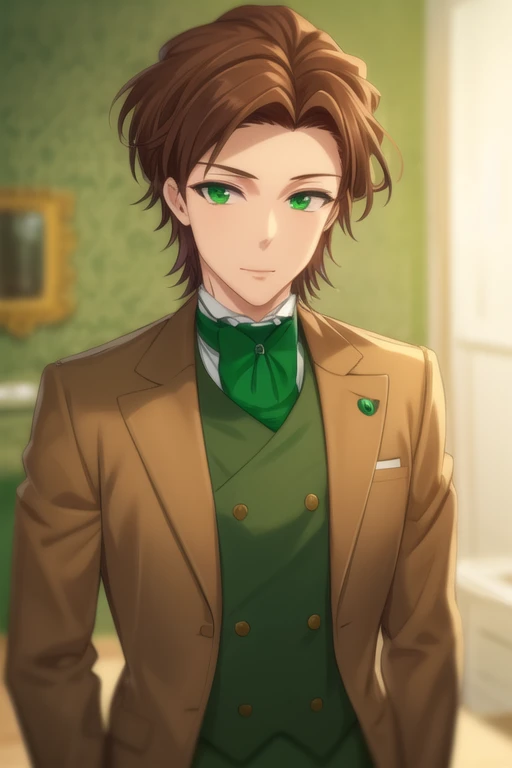 masterpiece, best quality, sketch, 1boy, solo, male focus, looking at viewer, , depth of field, <lora:albert_james_moriarty:0.70>, albert_james_moriarty, brown hair, green eyes, king costume, ,