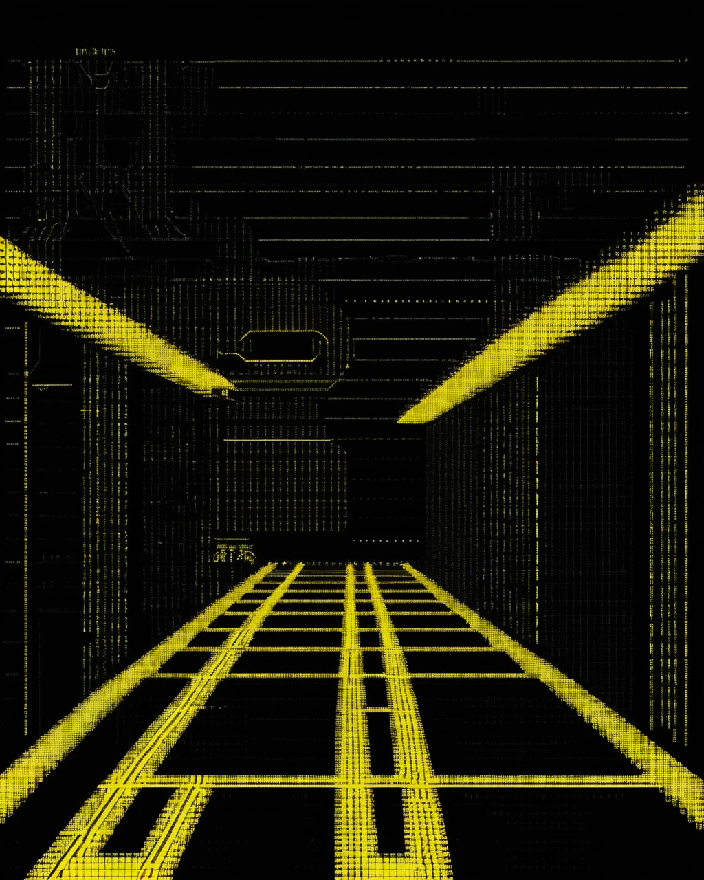 ascii art of a subway station with a yellow line on the floor , ascii_art , <lora:ascii_art-sdxl:0.8>