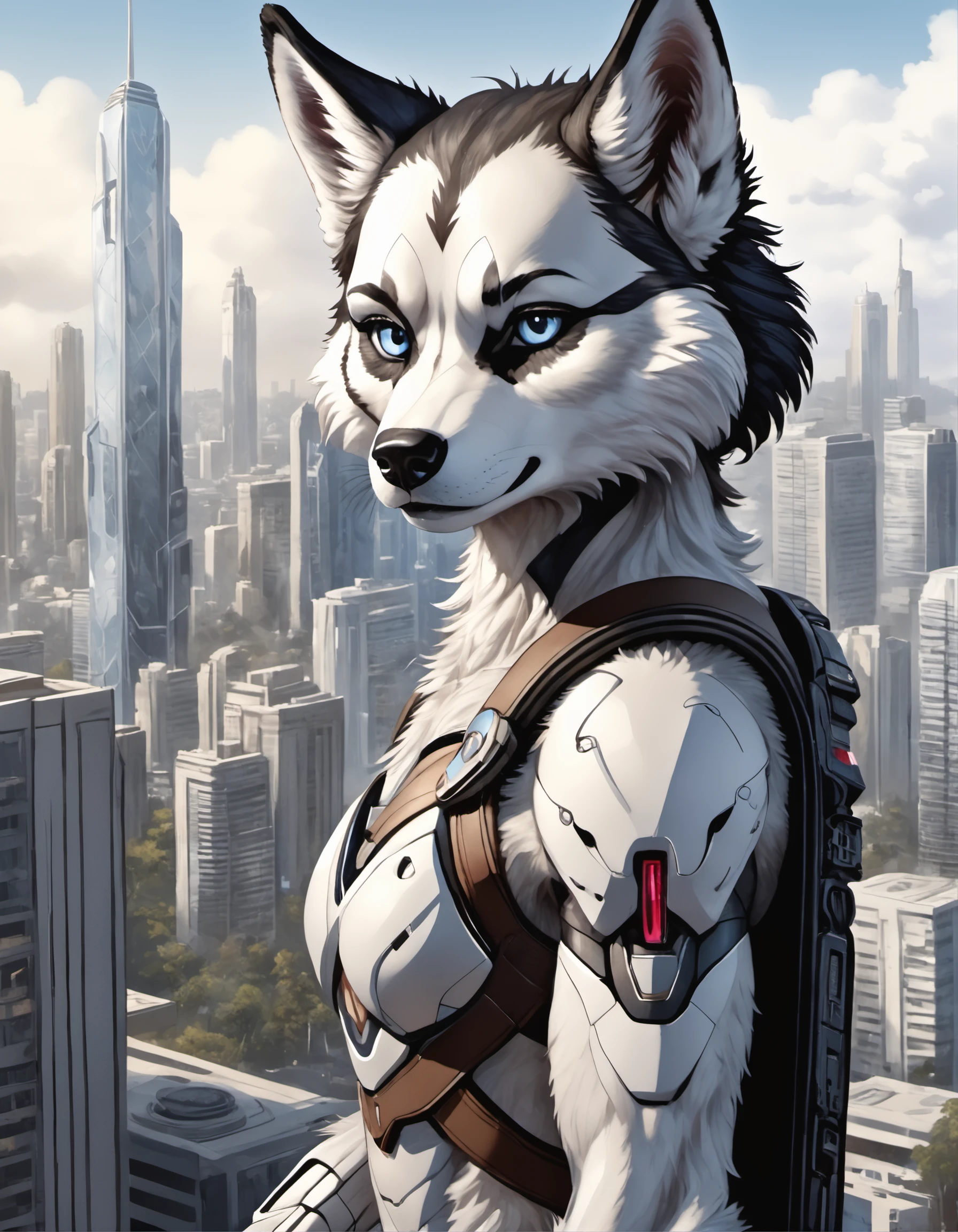 ((detailed (furry1.4) )) husky woman, cyberpunk city, cute, funny, centered, award winning watercolor pen illustration, detailed, disney, isometric illustration, drawing, by Stephen Hillenburg, Matt Groening, Albert Uderzo, detailed, realistic, 8k uhd, high quality