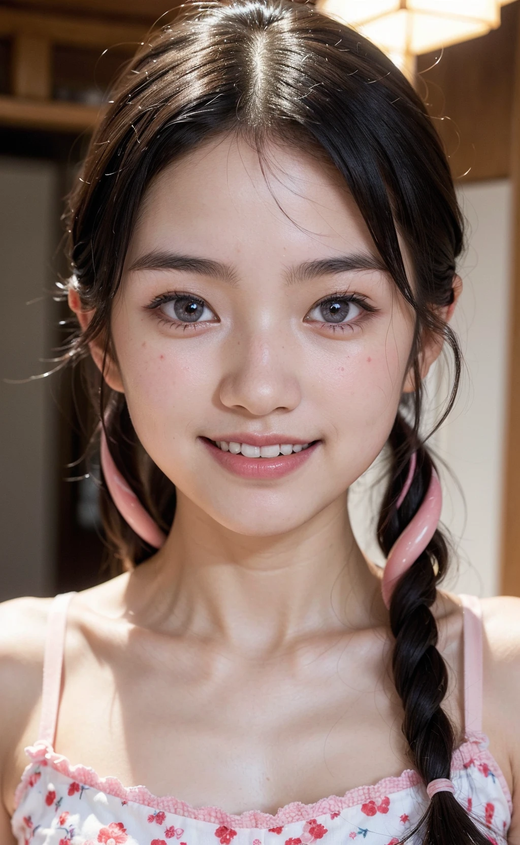 (high quality:1.3), (photo realistic:1.2), upper body shot, (beautiful japanese young idol 18 yrs old:1.3), (little smile:1.2),Candy themed Petite , (Extreme Detailed Face, Perfect Detailed Eyes:1. 2), (High Detail Skin:1. 2), cotton candy, candy cane, Bubble gum, Vibrant Colors, , Fantasy , extreme detail, Ornate
