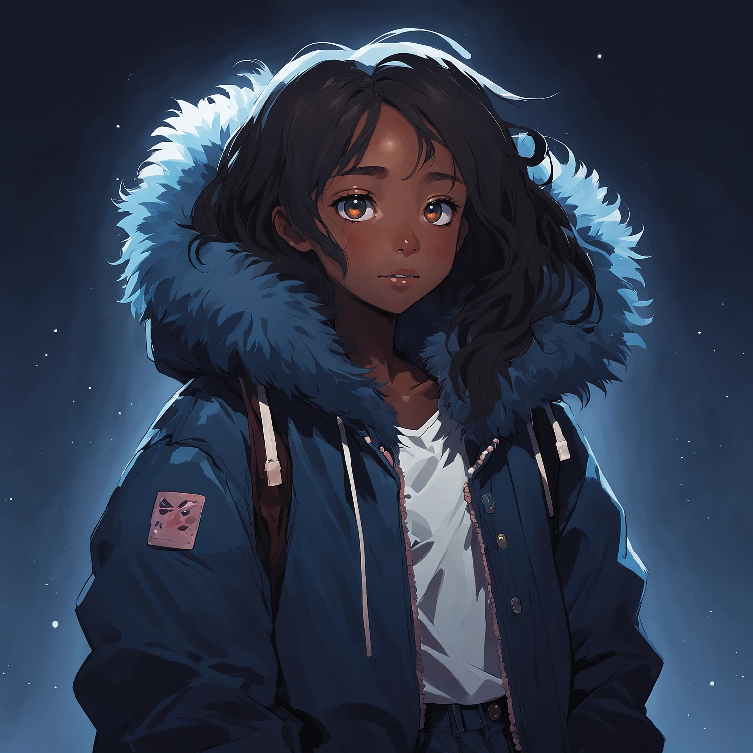 Anime portrait, 1girl, <tan skin|dark skin|light skin>, <tight (short cut off:1.05) sweater|open trench coat and sweater|fluffy jacket and jeans|beanie and hoodie with ripped torn jeans|sundress and pig tails|school uniform|police officers uniform|alluring outfit|vivacious outfit|bikini|ballet outfit|military outfit>, <dark lighting, in darkness, night time|sunset, vibrant|city streets|inside building|__pop-location__>
flat anime style, 2d, studio illustration