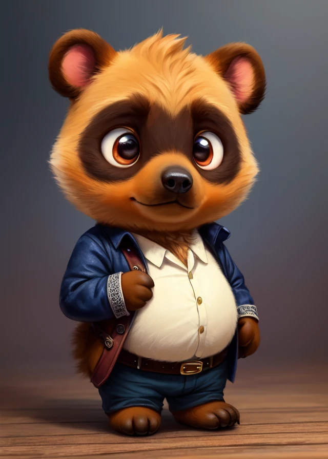 uploaded on e621, ((by Lostgoose, by Silverfox5213, by Joaqun Sorolla)),
solo (chibi feral:1.4), ((tom nook \(animal crossing\), slightly chubby, tanuki)),
((wear pirate clothes, brown belt, open shirt, long sleeves)),
(detailed tom nook \(animal crossing\)), ((detailed fluffy fur)),
(full-length portrait, looking at viewer, front view),
BREAK,
(masterpiece, best quality, ultra realistic, 4k, 2k, (intricate:0.9), (high detail:1.4), film photography, (soft focus:1.2),
RAW photo, photorealistic, analog style, subsurface scattering, photorealism, absurd res)