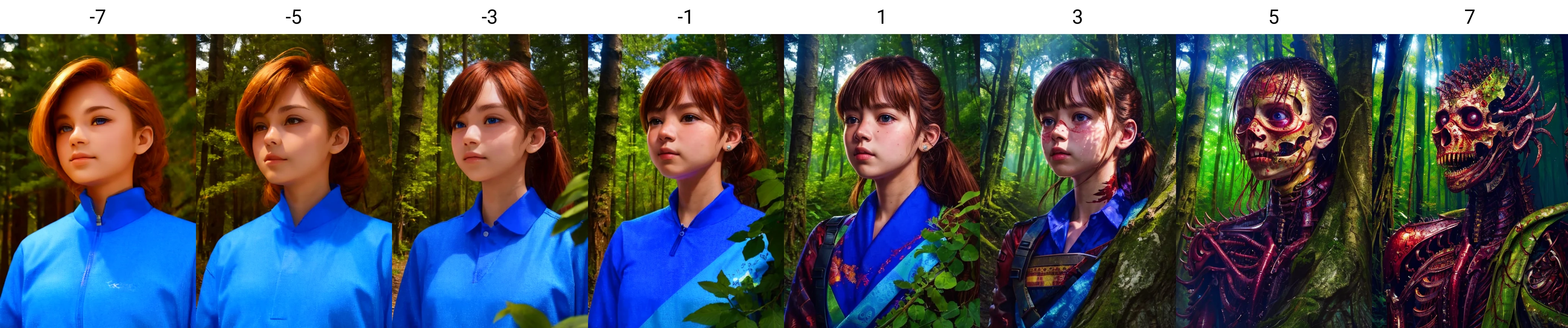 solo, 1girl, forest, detailed, <lora:horror_slider_v2:-7>, best quality, masterpiece