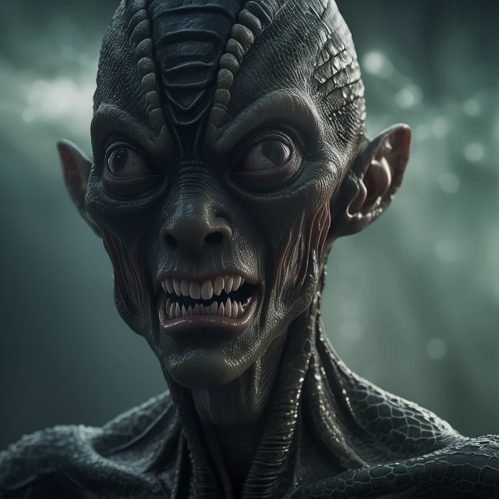 full body length,graphite goblin,native africa xenomorph,once pretty face,eyebrow up,full body shot,ominous landscape,niobium gray atmosphere,photo,photorealism,Masterpiece,hyper natural skin textures, hyper realism,hyper detailed,High contrast,Realism,Ultra Detailed,irina yermolova,close full body shot,32K resolution,Nikon Z9, ,demonic fog, smoke, audience, mist, featuring ultra-realistic and hyper-realistic elements, Marta Bevacqua, Ellen Jewett, Kawacy, Katsuya Terada, Carne Griffiths,concert lighting, bokeh, luminal space that feels both bright and surreal. Includes liquid fluid elements for added depth and movement. Rendered in an unreal engine and post-processed to achieve . Evokes a sense of dreamy, ethereal and mystical mood,horror pixar movie still,thriller disney movie ,pixar render, animated ,suicide