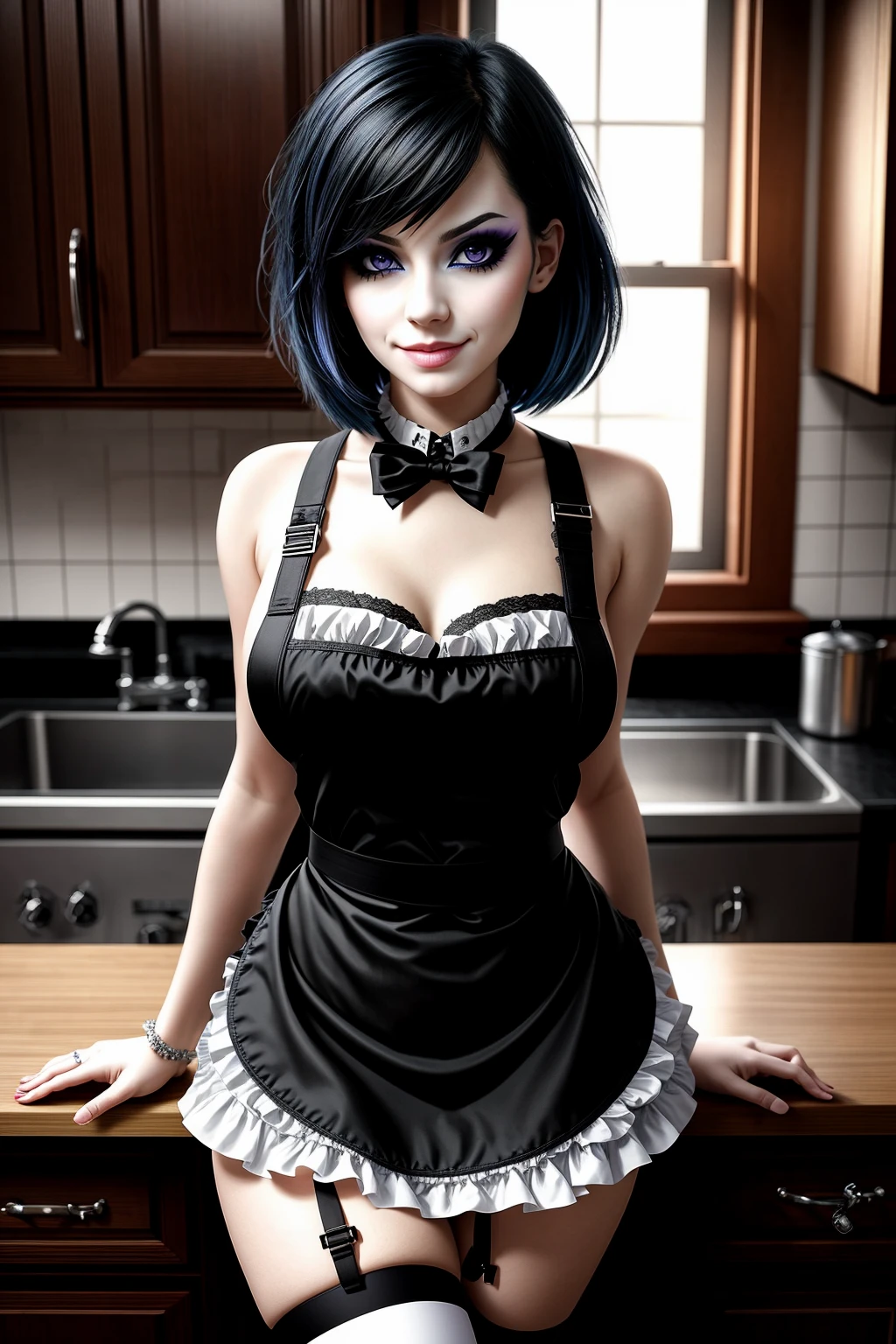 ((Masterpiece, best quality)), edgQuality,smirk,smug,
a woman with a edgScene_hairstyle,edgScene_makeup
edgApron, a woman in a naked apron
<lora:edgSceneApron:0.85>