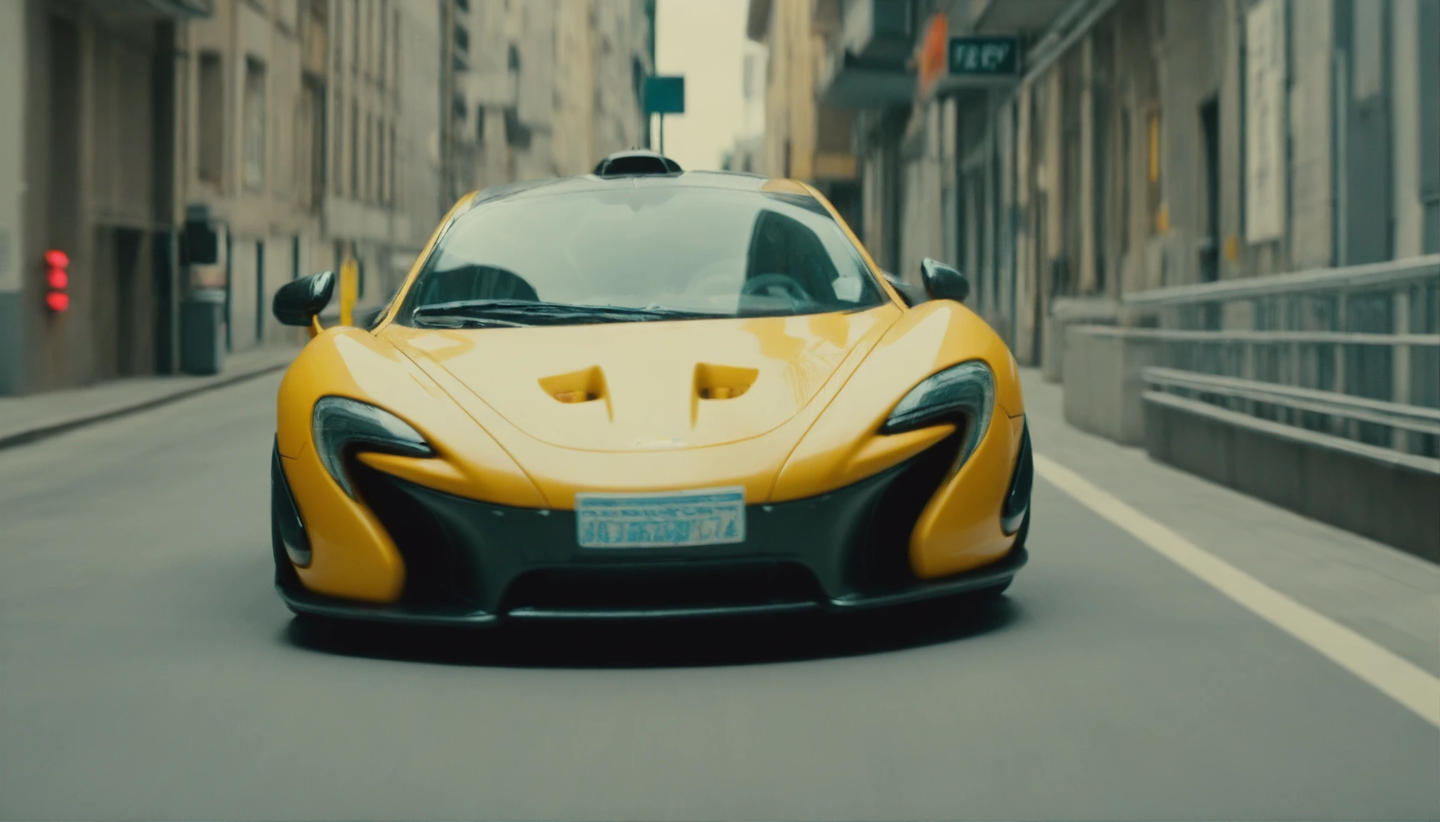 cinematic car photography of a mclaren p1, from a movie action scene