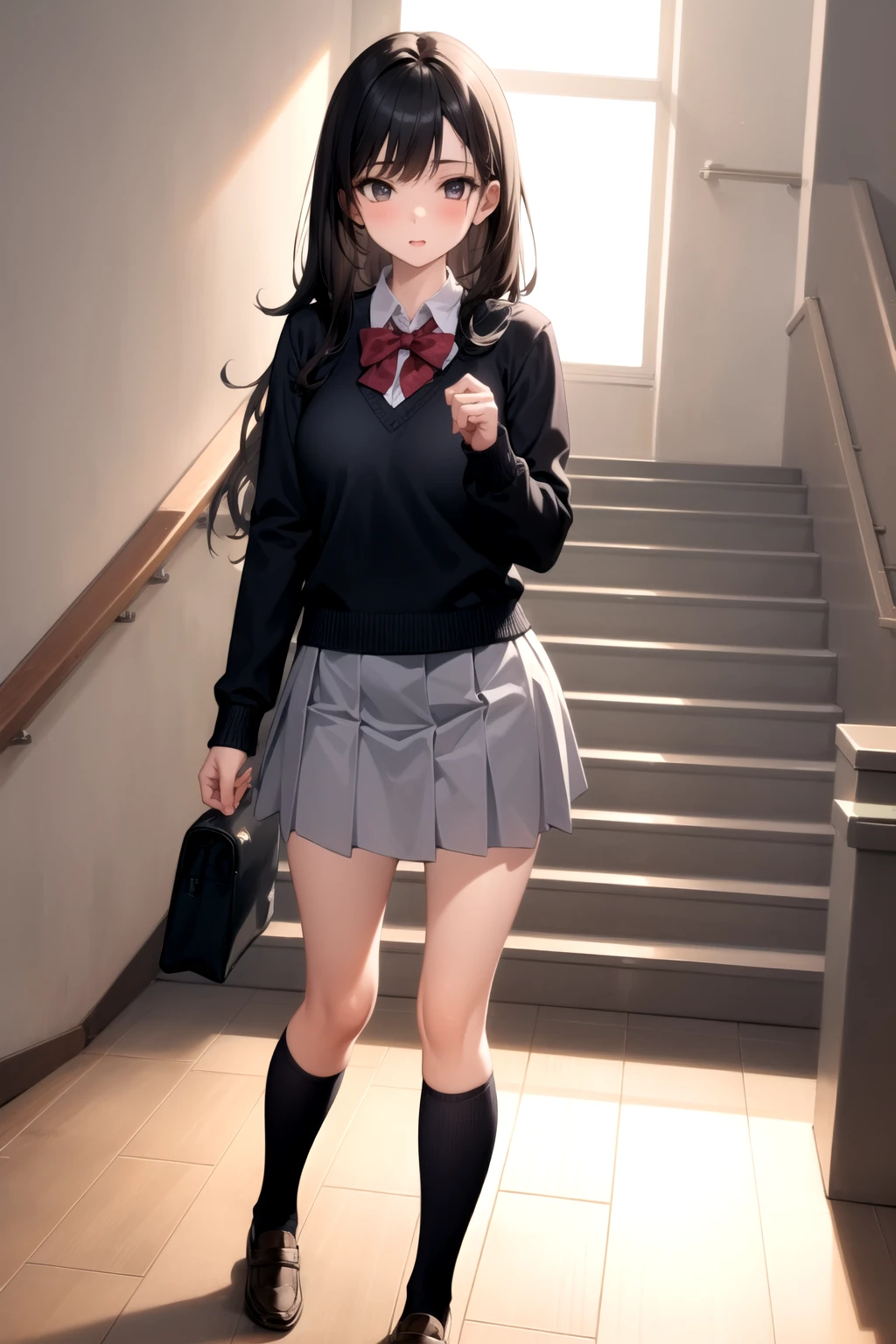 <lora:school_stairs_v0.5:1>
school stairs, 1girl, school uniform,, masterpiece, best quality, highly detailed