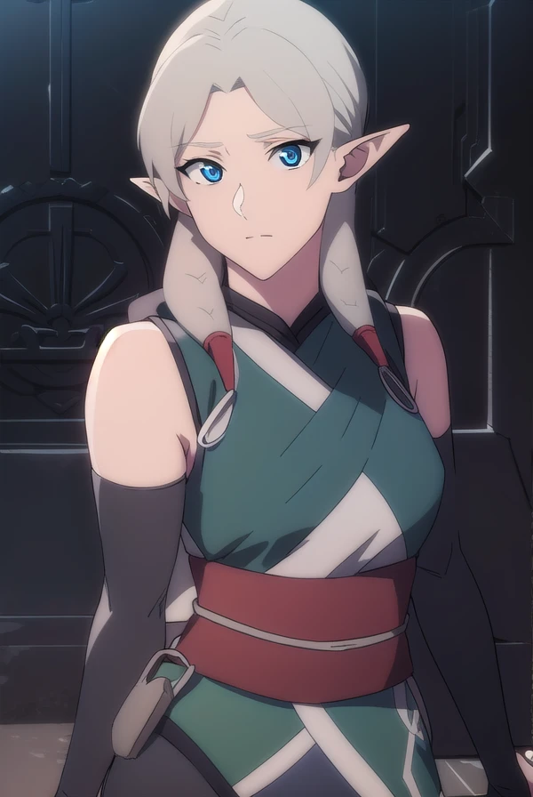 fymryn, <lora:fymrynv2-lora-nochekaiser:1>,
fymryn, blue eyes, grey hair, pointy ears, braid, hair braid, elf,
BREAK bare shoulders, sleeveless, pants, sash, toeless legwear, green dress,
BREAK looking at viewer,
BREAK outdoors,
BREAK <lyco:GoodHands-beta2:1>, (masterpiece:1.2), best quality, high resolution, unity 8k wallpaper, (illustration:0.8), (beautiful detailed eyes:1.6), extremely detailed face, perfect lighting, extremely detailed CG, (perfect hands, perfect anatomy),