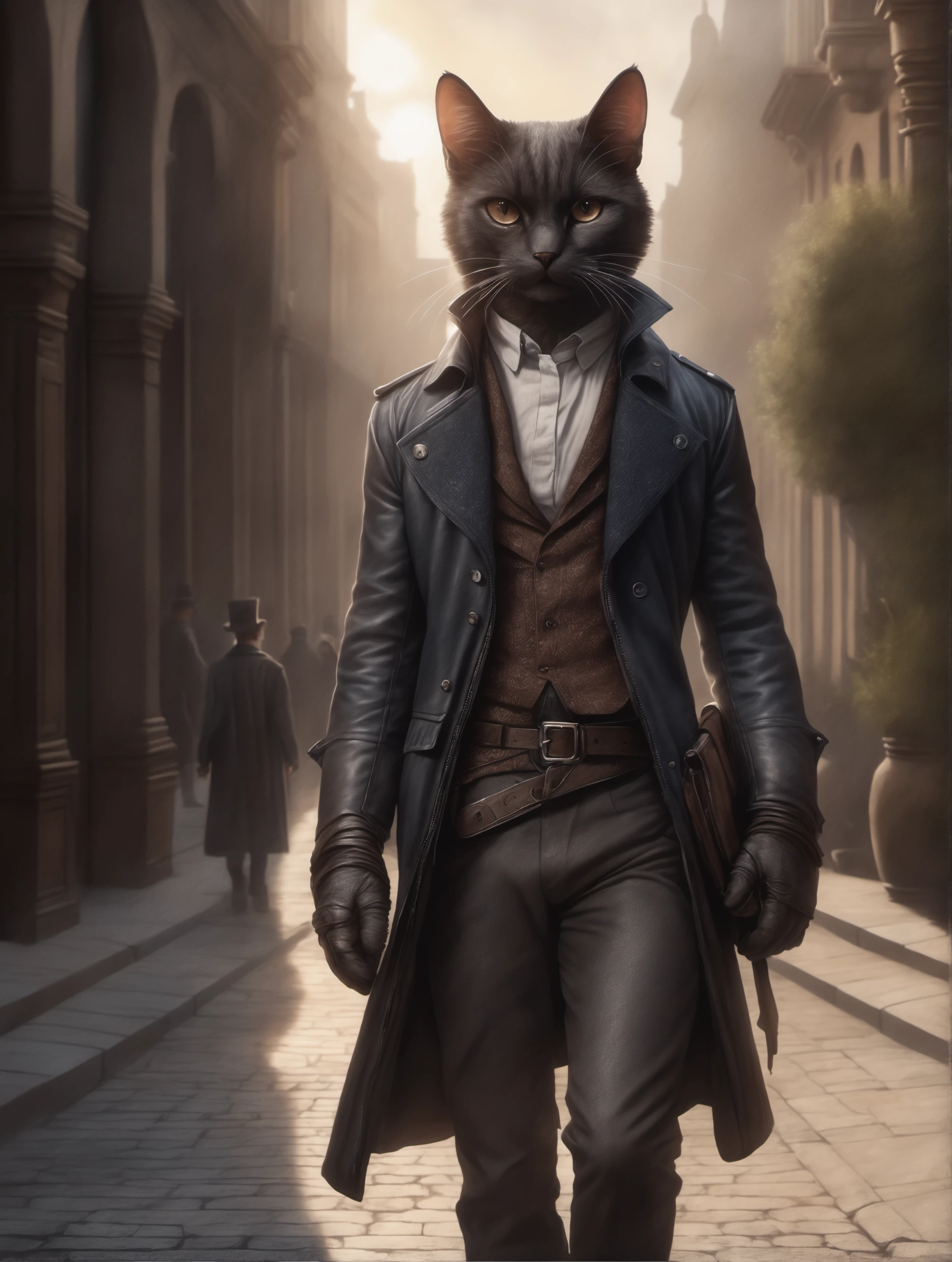 ((photo:1.2)), A victorian cat wearing leather jacked outfit , , dramatic lighting, dynamic pose, dynamic camera,masterpiece, best quality, dark shadows, ((dark fantasy)), detailed, realistic, 8k uhd, high quality, detailed, realistic, 8k uhd, high quality