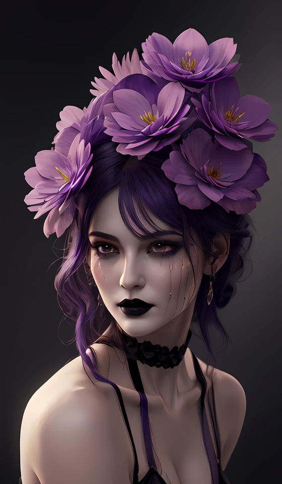 goth ballet dripping purple velvet with purple flowers, dramatic lighting, paintings, post processing, painterly, illustration, octane render, hdr, 4 k, 8 k, hd, by edmund blair leighton, brom, charlie bowater, trending on artstation, faces by tom bagshaw, sargent
