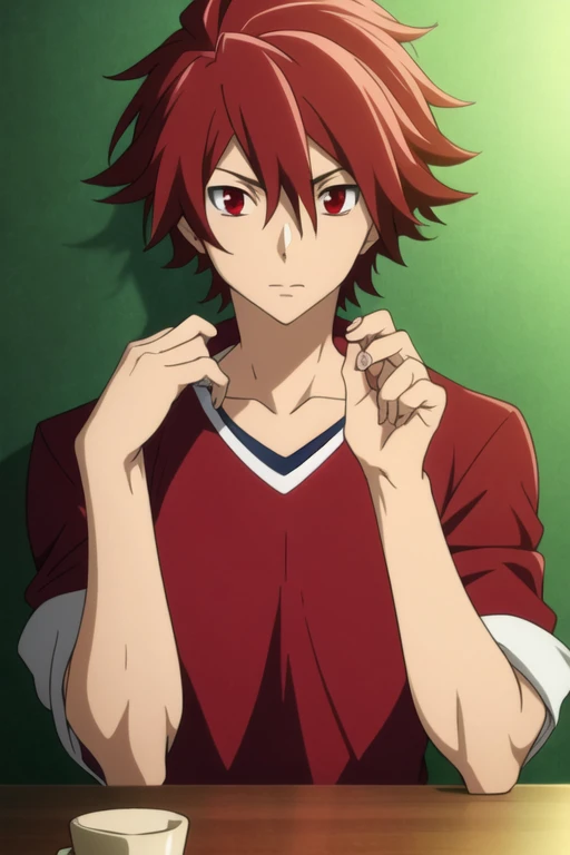 masterpiece, best quality, wallpaper, 1boy, solo, male focus, looking at viewer, , , <lora:takuto_tsunashi:0.64>, takuto_tsunashi, red hair, red eyes,