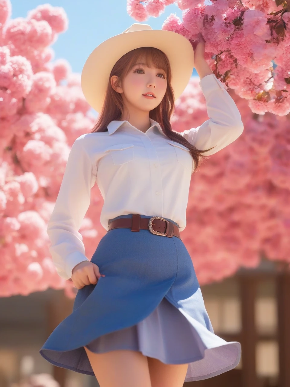 breathtaking 1girl,
<lora:ssyy_SDXL_2_reg_:1>,ssyy,eyes_focus,petal,sunlight,rosy clouds,uchikake,skirt_lift,gohei,cowboy_shot, . award-winning, professional, highly detailed