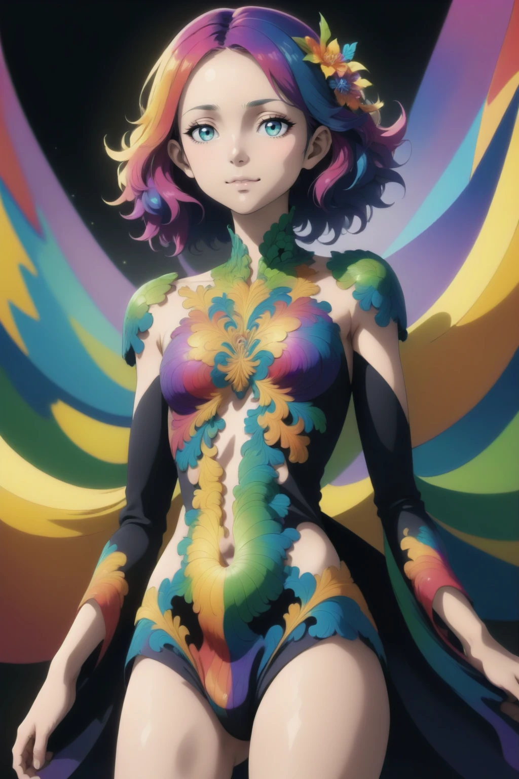 1girl, full body, colorful, fractals, masterpiece, best quality,