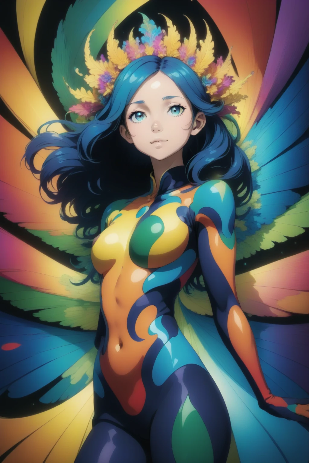 1girl, full body, colorful, fractals, masterpiece, best quality,