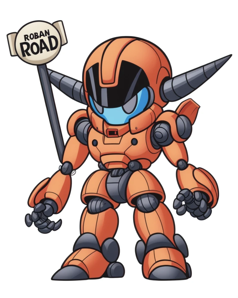<lora:PHIWIQU:0.5> , robot, cyclops, vector graphics, drill, grabber, red, 1980s \(style\), poster \(medium\), plastic model package