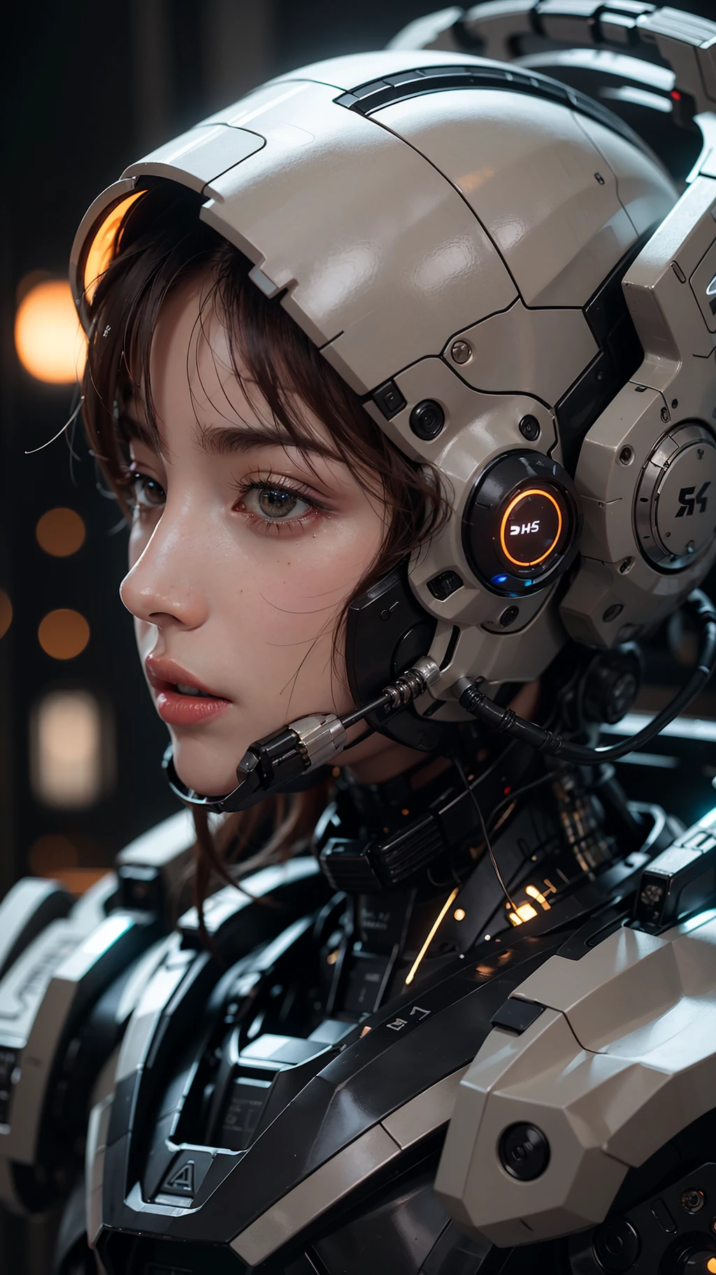 complex 3d render ultra detailed of a beautiful porcelain profile woman android face, cyborg, robotic parts, beautiful studio soft light, rim light, vibrant details, luxurious cyberpunk, lace, hyperrealistic, anatomical, facial muscles, cable electric wires, microchip, elegant, beautiful background, octane render, H. R. Giger style, 8k, best quality, masterpiece, illustration, an extremely delicate and beautiful, extremely detailed ,CG ,unity ,wallpaper, (realistic, photo-realistic:1.37),Amazing, finely detail, masterpiece,best quality,official art, extremely detailed CG unity 8k wallpaper, absurdres, incredibly absurdres, robot, silver halmet, full body, sitting