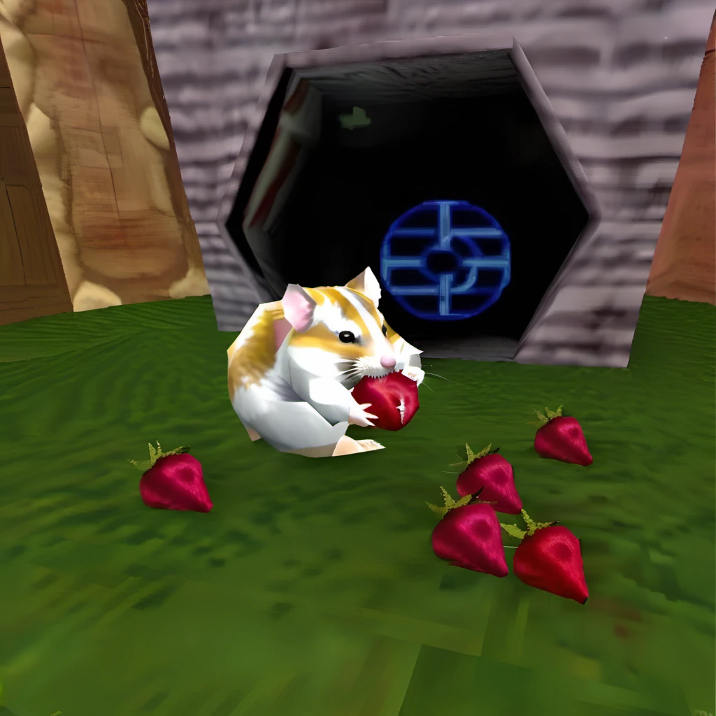hamster eating raspberry, (ps1 style),   <lora:ps1_style_SDXL_v2:1>, (game screenshot), (computer generated image)