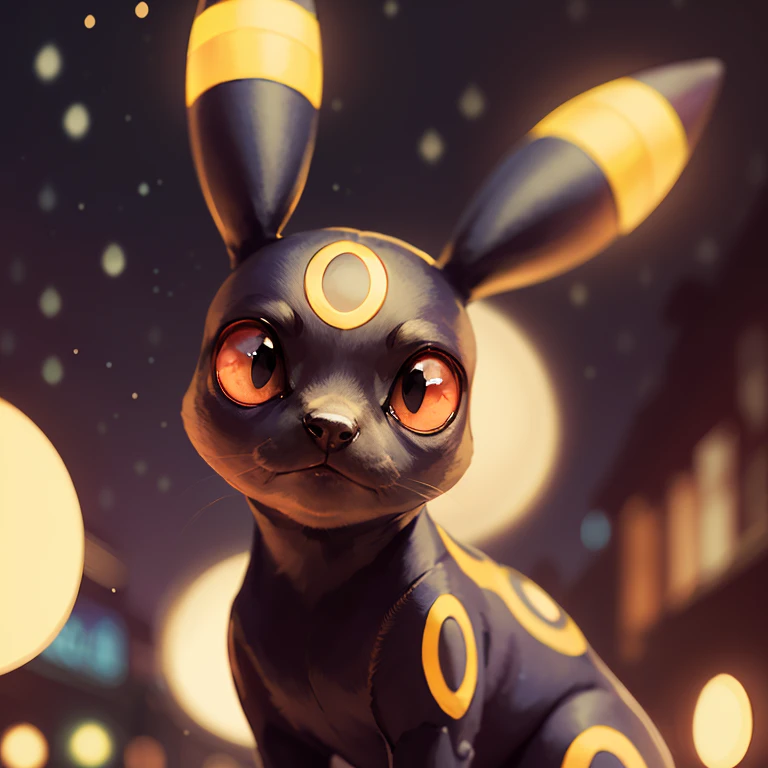 centered, award winning photo, (looking at viewer:1.2), | Umbreon_Pokemon, |starry night, moon, | bokeh, depth of field, cinematic composition, | <lora:Umbreon_Pokemon_AnyLora:0.8>