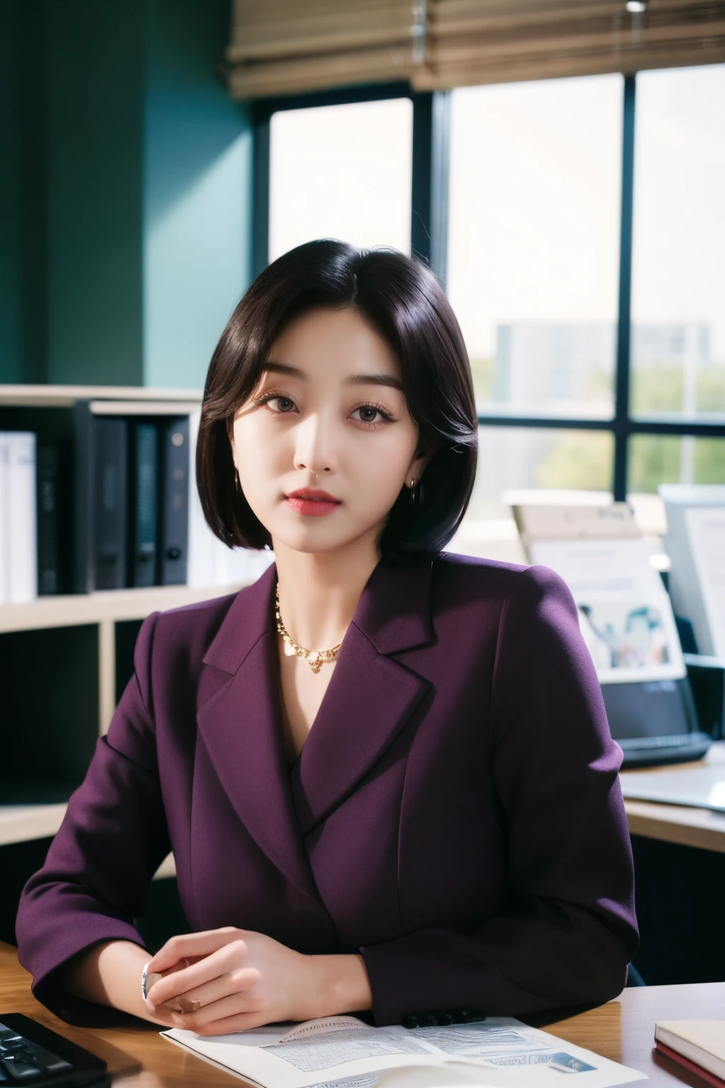 <lora:Jihyo_BRA:1>, a picture of Jihyo, office lady, suit, (detailed lighting, extremely detailed skin, extremely detailed hair, shadows, 8k), looking at viewer, (High Key Lighting), masterpiece, top quality, best quality, official art, unity 8k wallpaper, highres, ultra-high res, ultra-detailed, beautiful and aesthetic