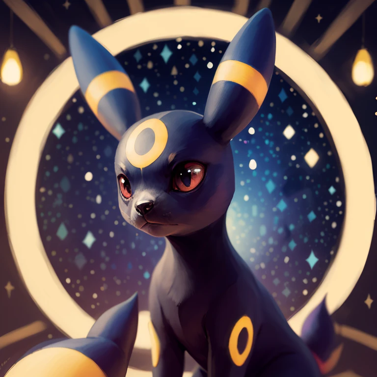 centered, award winning photo, (looking at viewer:1.2), | Umbreon_Pokemon, |starry night, moon, blue theme, | bokeh, depth of field, cinematic composition, | <lora:Umbreon_Pokemon_AnyLora:0.8>