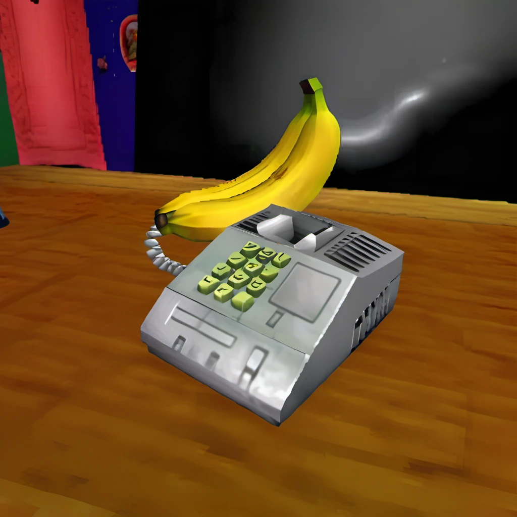 banana phone, (ps1 style), <lora:ps1_style_SDXL_v2:1>, (game screenshot), (computer generated image)