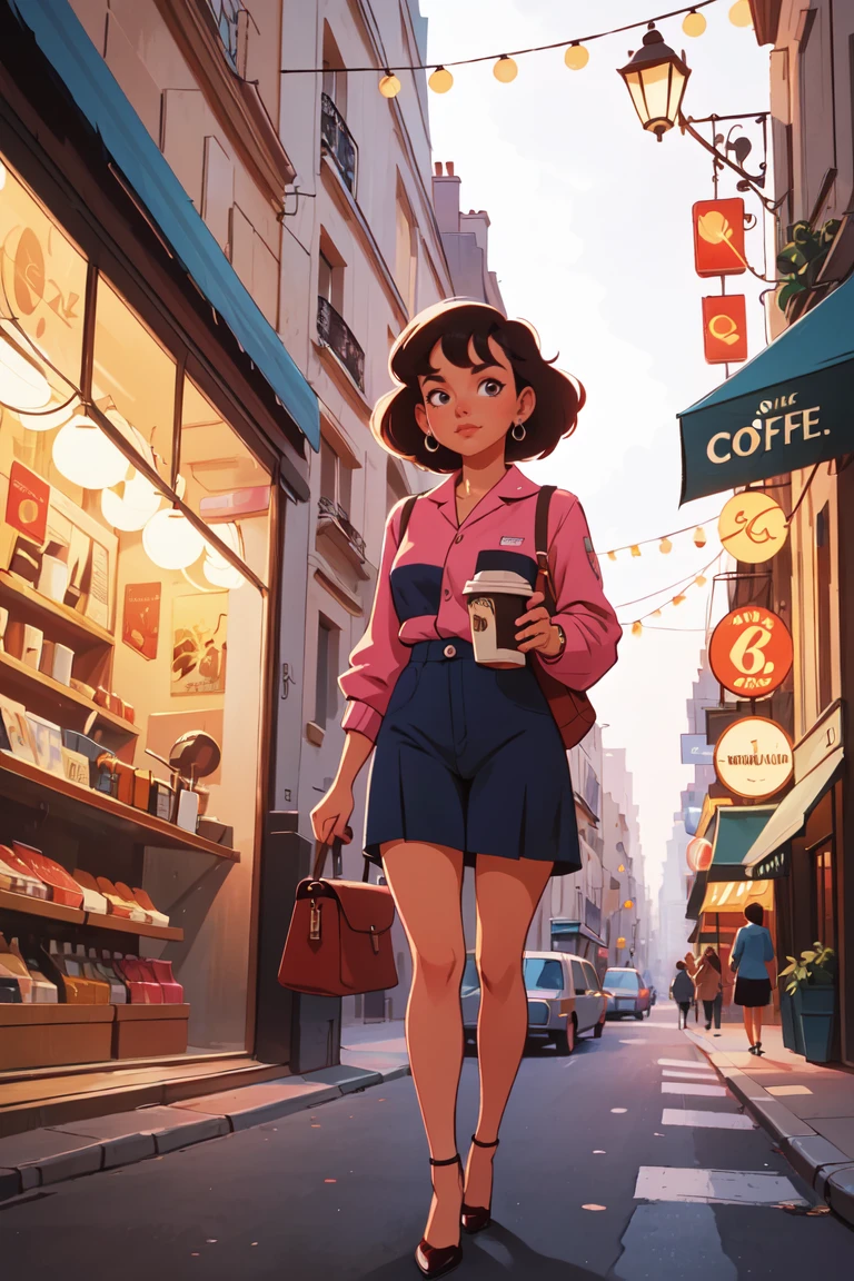 1girl coffee detailed 1980s fashion paris ( 8k, Darwyn Cooke ), <lora:GoodHands-beta2:1>, scenery