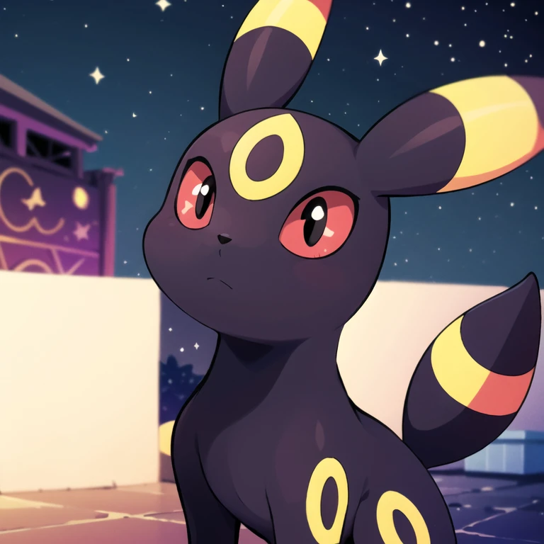 centered, award winning photo, (looking at viewer:1.2), | Umbreon_Pokemon, |starry night, moon, | bokeh, depth of field, cinematic composition, | <lora:Umbreon_Pokemon_AnyLora:0.8>