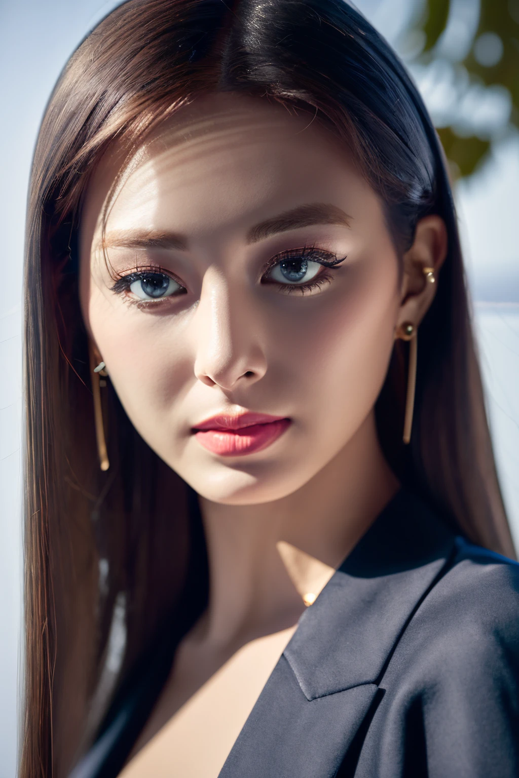 <lora:Tzuyu_BRA:1>, <lora:ClothingAdjuster3:-0.7>, a picture of Tzuyu, office lady, suit, indoors, office, face crop, (detailed lighting, extremely detailed skin, extremely detailed hair, shadows, 8k), looking at viewer, (High Key Lighting), masterpiece, top quality, best quality, official art, unity 8k wallpaper, highres, ultra-high res, ultra-detailed, beautiful and aesthetic