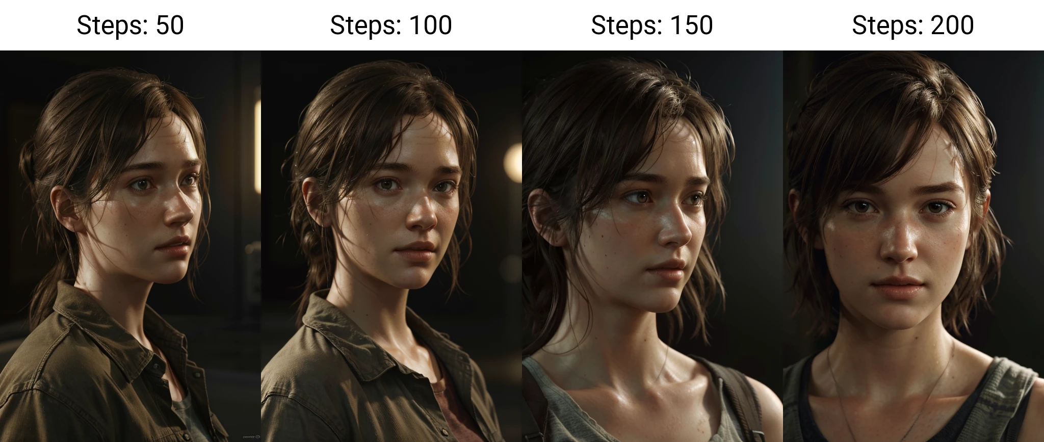 (the last of us:0.9), (Ellie:0.9), natural hair, realistic portrait, 4k, supreme detail, highly detailed, artstation, smooth, sharp focus, cinematic lighting