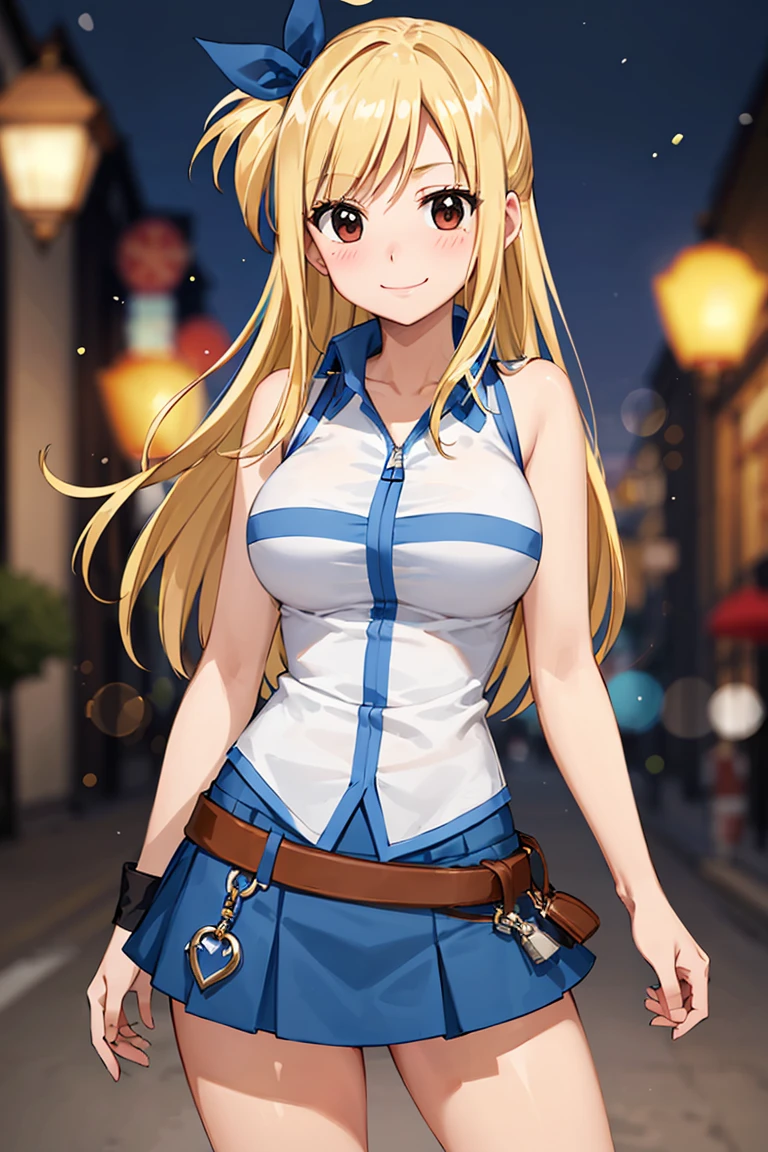 centered, award winning photo, (looking at viewer:1.2), | smile,  Lucy_Heartfilia, | | blushing, contrapposto, bokeh, depth of field, cinematic composition, | <lora:Lucy_Heartfilia_Anime:0.7>