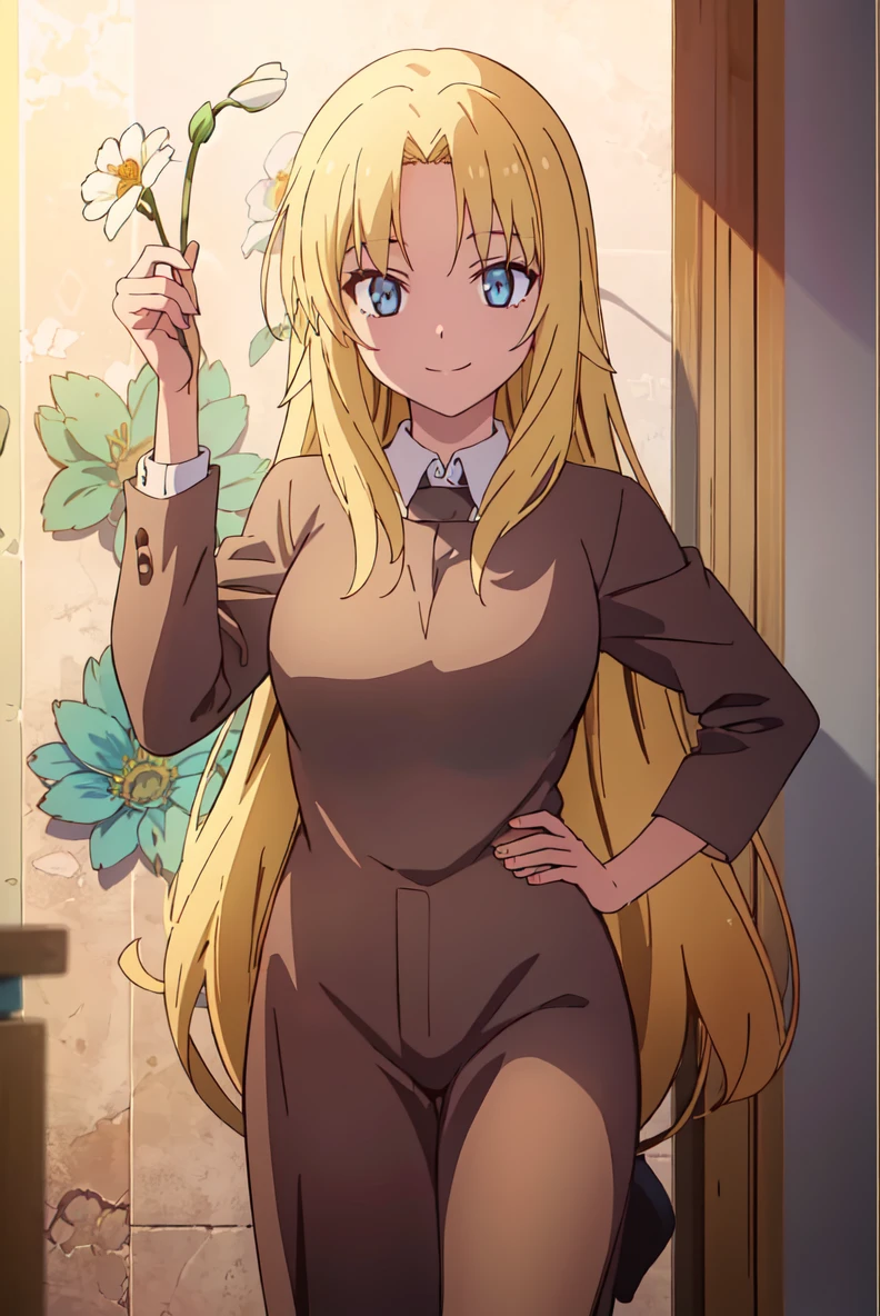 (((masterpiece))), Lillie, blonde, white dress, shy smile, outdoor, long hair, lolicon,