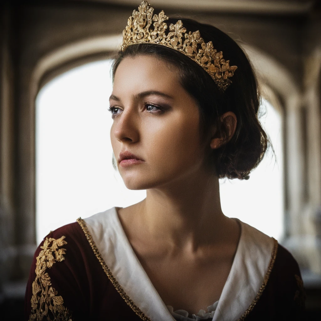 Queen ,castle,Sailor  
Ektachrome, Romantic, Realism, flat lighting, gilded technique, DOF, bokeh  Inio Asano