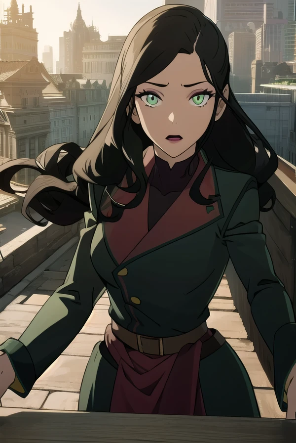 korraasami, <lora:asami-lora-nochekaiser:1>, 
asami, long hair, (green eyes:1.5), (black hair:1.5),
BREAK jacket, belt, makeup, lipstick, red lips,
BREAK looking at viewer,
BREAK outdoors, 
BREAK <lyco:GoodHands-beta2:1>, (masterpiece:1.2), best quality, high resolution, unity 8k wallpaper, (illustration:0.8), (beautiful detailed eyes:1.6), extremely detailed face, perfect lighting, extremely detailed CG, (perfect hands, perfect anatomy),