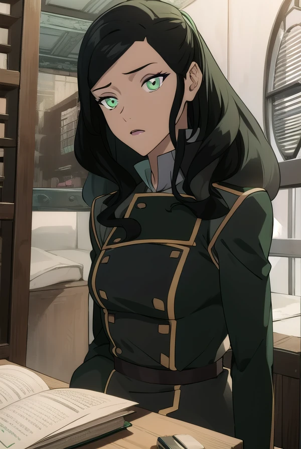 korraasami, <lora:asami-lora-nochekaiser:1>, 
asami, long hair, (green eyes:1.5), (black hair:1.5),
BREAK gloves, long sleeves, jacket, pants, uniform, military, military uniform, makeup, lipstick,
BREAK looking at viewer,
BREAK outdoors, 
BREAK <lyco:GoodHands-beta2:1>, (masterpiece:1.2), best quality, high resolution, unity 8k wallpaper, (illustration:0.8), (beautiful detailed eyes:1.6), extremely detailed face, perfect lighting, extremely detailed CG, (perfect hands, perfect anatomy),