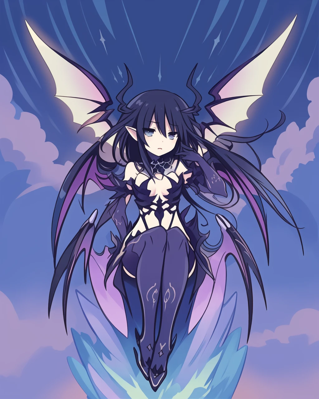 ((best quality)), ((masterpiece)), (detailed), alluring succubus, ethereal beauty, perched on a cloud, (fantasy illustration:1.3), enchanting gaze, captivating pose, delicate wings, otherworldly charm, mystical sky, (Luis Royo:1.2), (Yoshitaka Amano:1.1), moonlit night, soft colors, (detailed cloudscape:1.3), (high-resolution:1.2)