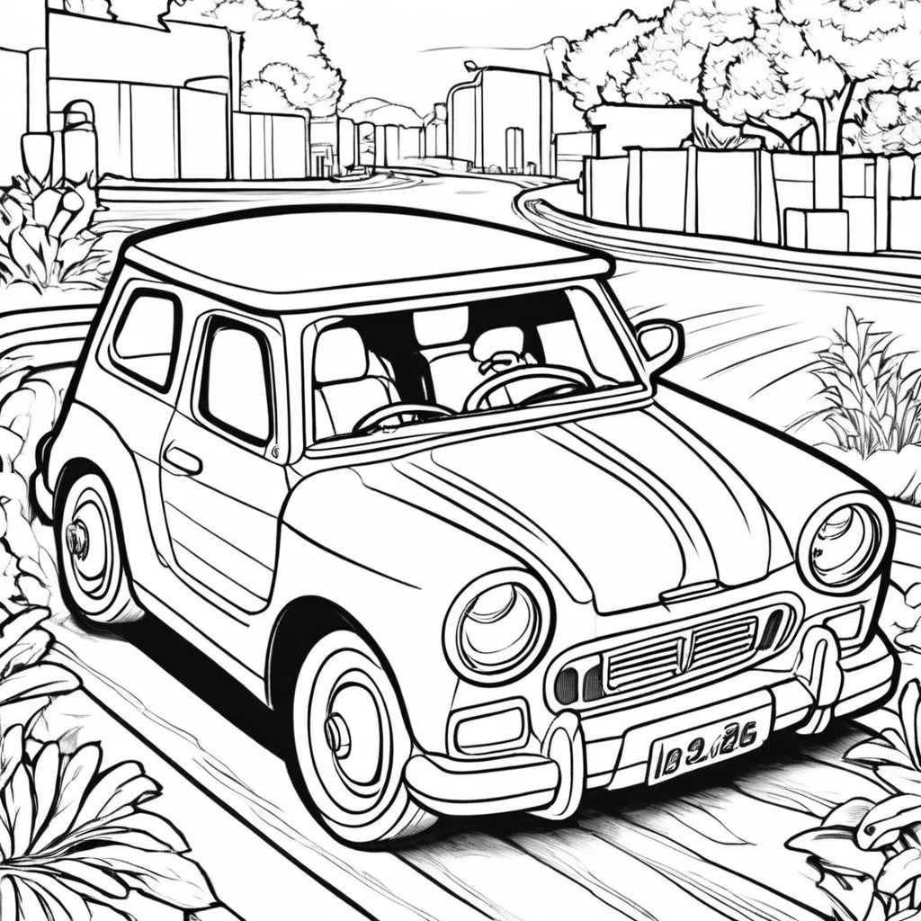 A car toy, small car toy, ColoringBookAF, <lora:ColoringBook:1>