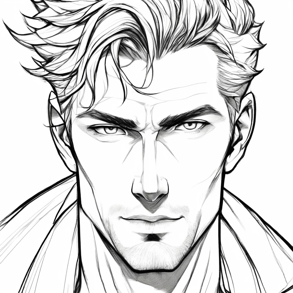 A beautiful man, close-up, portrait, beautiful, cinematic, ColoringBookAF, <lora:ColoringBook:1>
