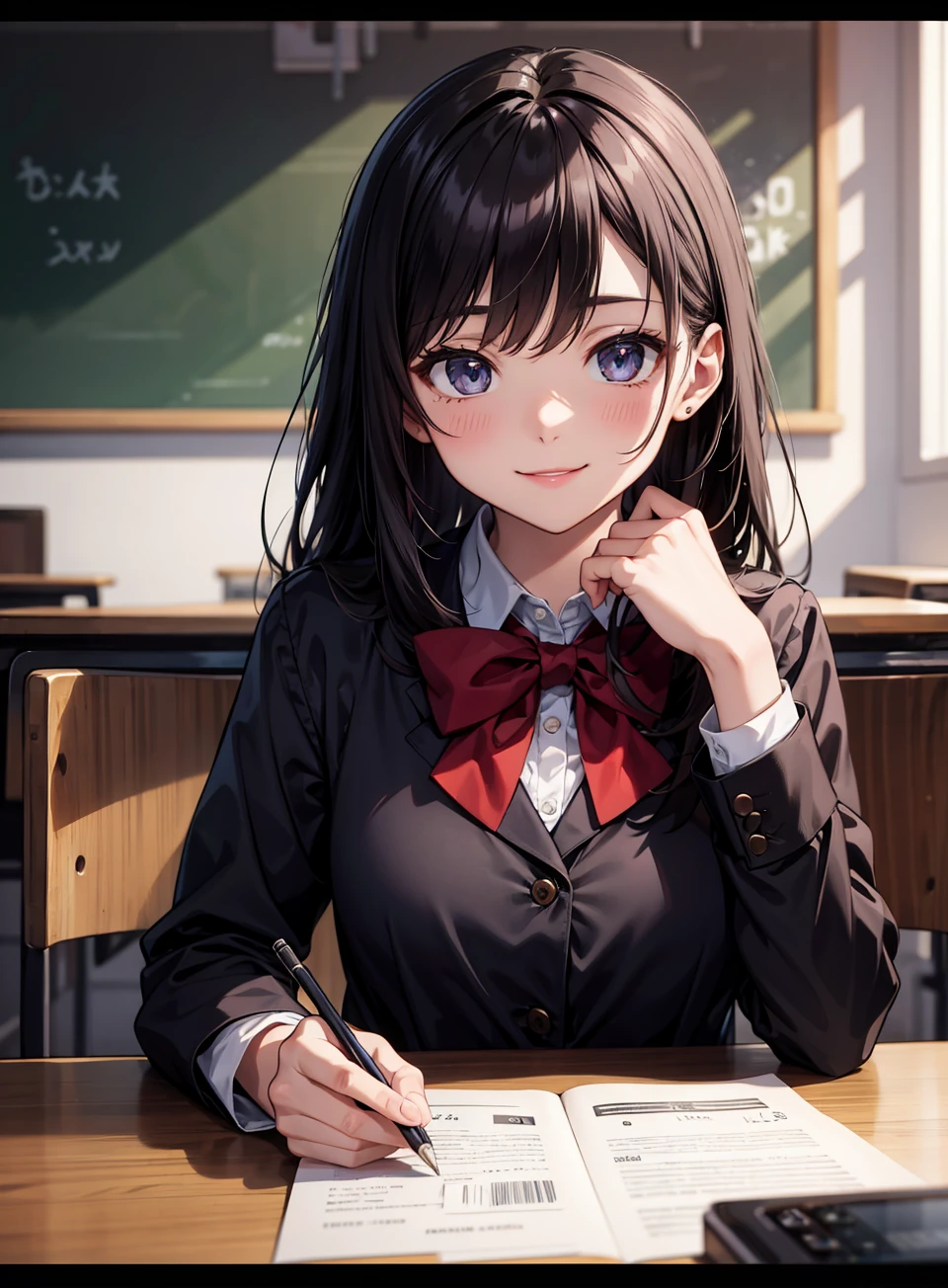 (masterpiece, best quality), (absurdres:1.2), novel illustration, (ultra detailed, 8K, ultra highres:1.2), 1girl, young, detailed face, detailed eyes, detailed hands, slim, long hair, school uniform, sitting, cafe, POV dating, coffee, smile, cinematic composition, <lyco:more_details:0.3>