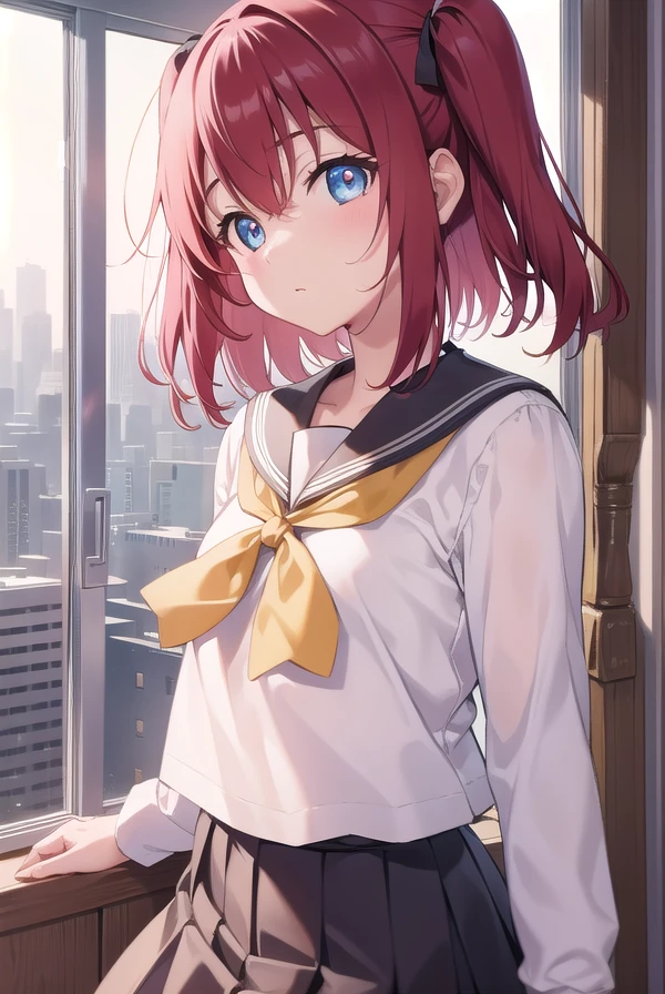rubykurosawa, <lora:rubykurosawa-lora-nochekaiser:1>,
ruby kurosawa, aqua eyes, medium hair, red hair, two side up, twintails, (flat chest:1.2),
BREAK black socks, bow, bowtie, brown footwear, buttons, grey sailor collar, grey skirt, loafers, long sleeves, miniskirt, pleated skirt, sailor collar, school uniform, serafuku, shirt, shoes, skirt, uranohoshi school uniform, white shirt, winter uniform, yellow bow, yellow bowtie,
BREAK looking at viewer,
BREAK indoors, classroom,
BREAK <lyco:GoodHands-beta2:1>, (masterpiece:1.2), best quality, high resolution, unity 8k wallpaper, (illustration:0.8), (beautiful detailed eyes:1.6), extremely detailed face, perfect lighting, extremely detailed CG, (perfect hands, perfect anatomy),