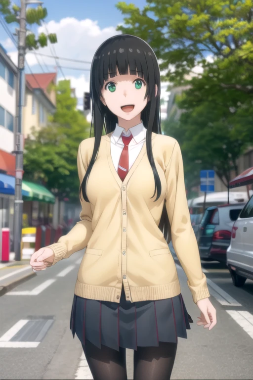 (((pixel-perfect, detail-perfect, photo-perfect))), solo, 1girl, <lora:makoto-flyingwitch:0.8>, makoto kowata, school uniform, necktie, cardigan, , looking at viewer, smile, :d, open mouth