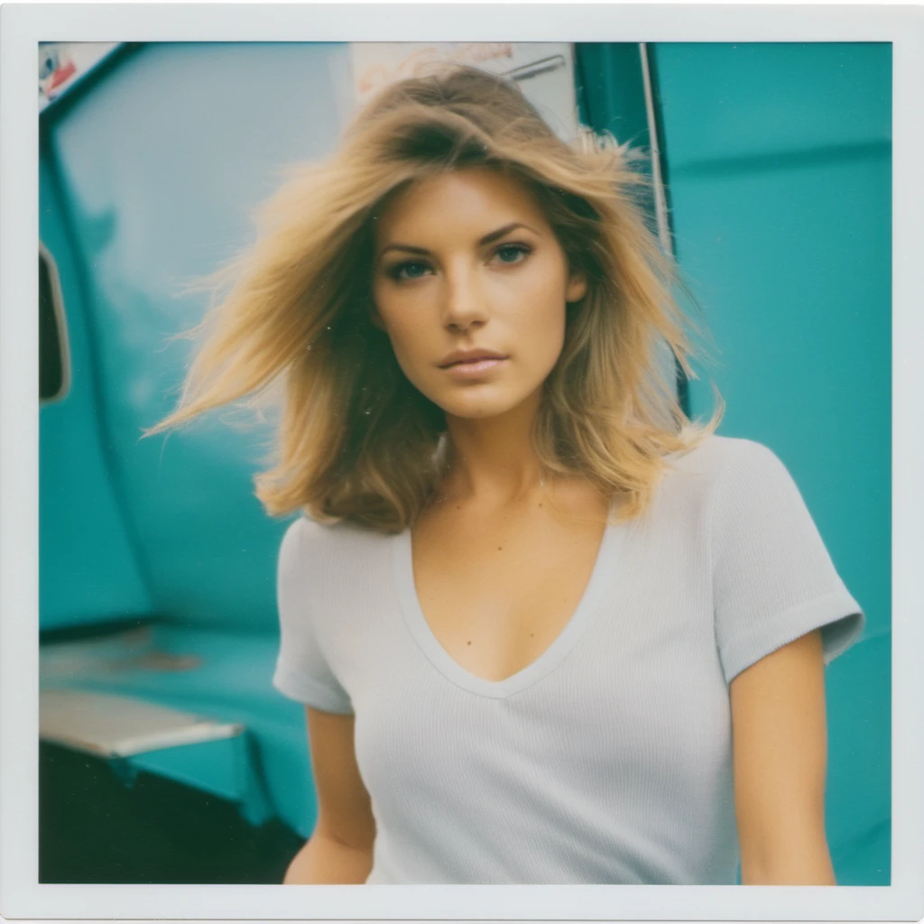 Polaroid photo of a pretty woman