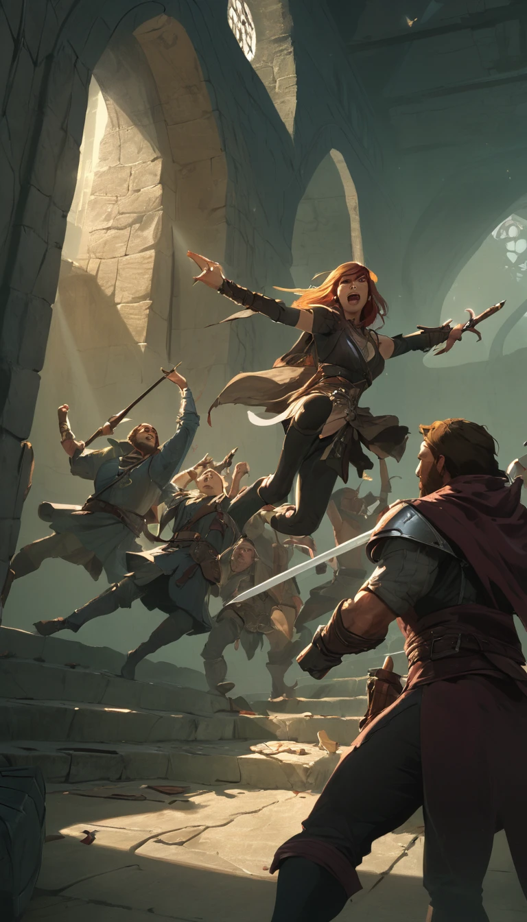 Cinematic scene, hero view, Dungeons & Dragons, action pose, detailed background, masterpiece, best quality, high quality, highres, absurdres <lora:dungeons_and_dragons_xl_v2:1>