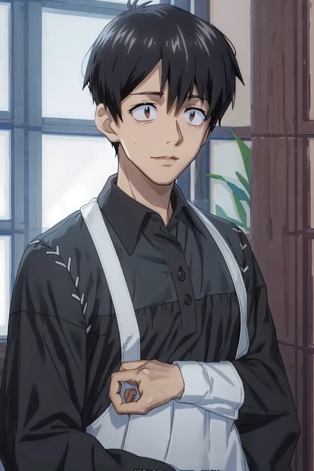 1boy, Mukohda, <lora:Mukohda_Lora:1>,solo, male focus,, ((masterpiece)),((bestquality)),8k,high detailed,ultra-detailed,handsome face, Netrual Pose, Neutral Pose, (((Short straight hair))),((Black Hair)),with Suit,portrait, cinematic lighting, EasyNegative ,
