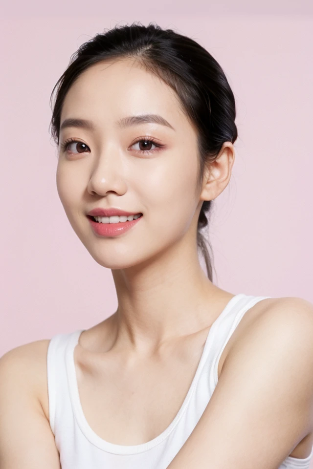 (table top、highest quality、8K、Award-winning work、ultra high resolution)、one beautiful woman、(perfect red turtleneck knit:1.4)、very long wavy hair wet with sweat、Drenched and shiny hair、bright and glossy lipstick、(the best smile looking at me:1.1)、(Show your beautiful teeth and smile big:1.1)、(A woman perfectly positioned right in front of you、have equal space above, Under, about.:1.1)、(wet and shiny skin:1.1)、(close up of face:1.5)、(the simplest pink background:1.3)、accurate anatomy、ultra high definition hair、Ultra high definition beauty face、輝くultra high resolutionの美肌、ultra high resolutionの艶やかな唇、(Face covered with a large amount of semen:1.5)、(Face facing straight ahead:1.1)、(body facing straight ahead:1.1)