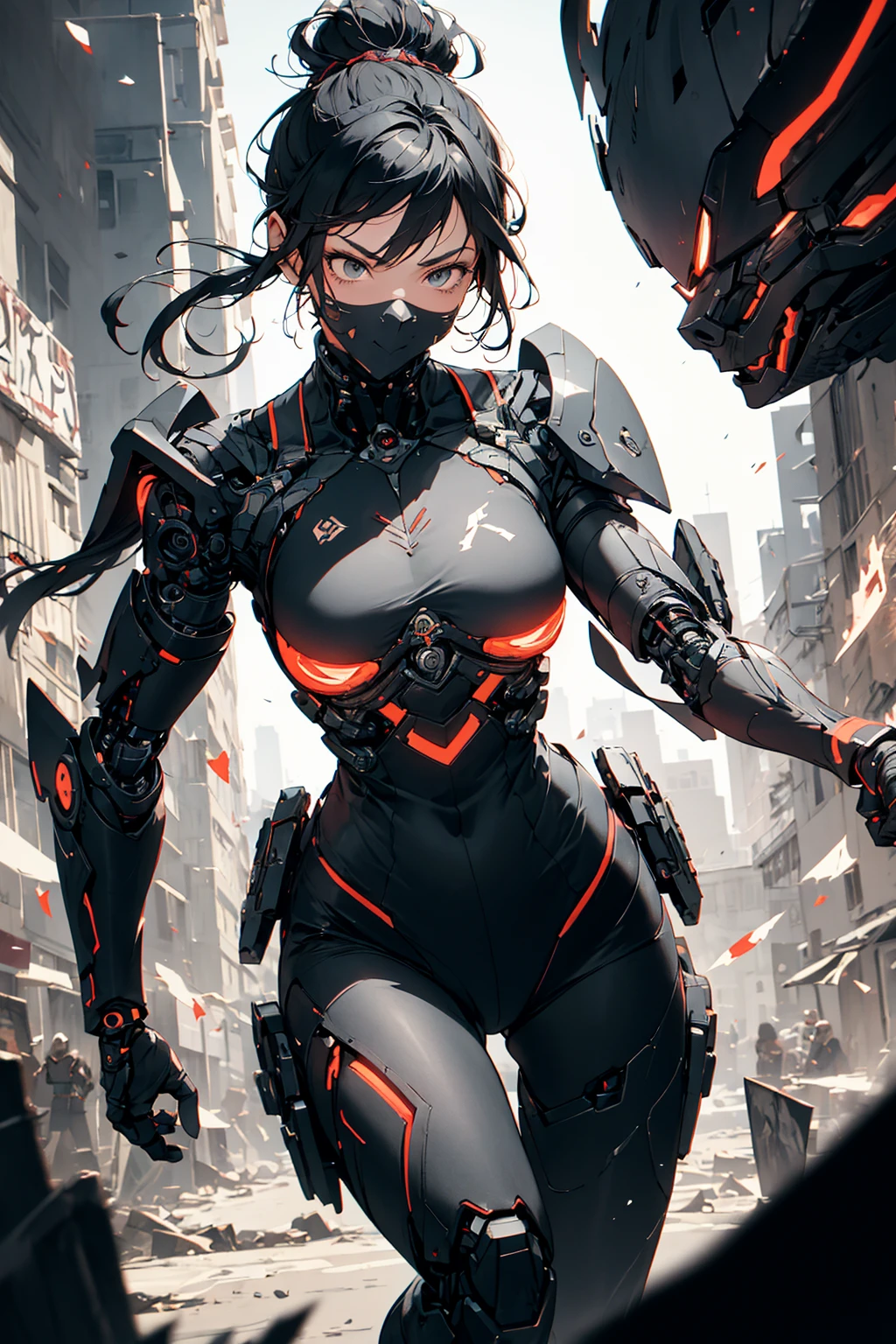 assaultron, itrobo2022, 1girl, solo, breasts:1.4, looking at viewer, robot, humanoid robot, robot joints, one-eyed, joints, no humans, ((black armor, black pants)), wide hips, curvy, mechanical arms, crotch plate, science fiction, post-apocalypse, outside, large breasts
lot of rgb,(spider lower abdomen),
(((nsfw))),
motorcycle black helmet,(wearing head-mounted display that is chunky and hi-tech with neon lights:1.2), corporate logos,complete helmet,no face,black body,black skin,black robotic body,((((technological face mask,Cybernetic_Jawless, mask)))),
(dynamic pose:1.0),solo focus,embarrassed,centered,scale to fit dimensions,Rule of thirds,
outdoors,((night view)),(cyberpunk night street Background: 1.5,dark sky,alleyway,lonely alley,thick clouds,detailed background:1.25),
(best quality),(high resolution),(sharp focus),(ultra detailed),(extremely detailed),(extremely high quality artwork),8k_wallpaper,(extremely detailed CG 8k),(very fine 8K CG),((hyper super ultra detailed perfect piece)),flawless,(((masterpiece))),illustration,vibrant colors,(intricate),High contrast,Selective lighting,Double exposure,HDR (High Dynamic Range),Post-processing,Background blur,