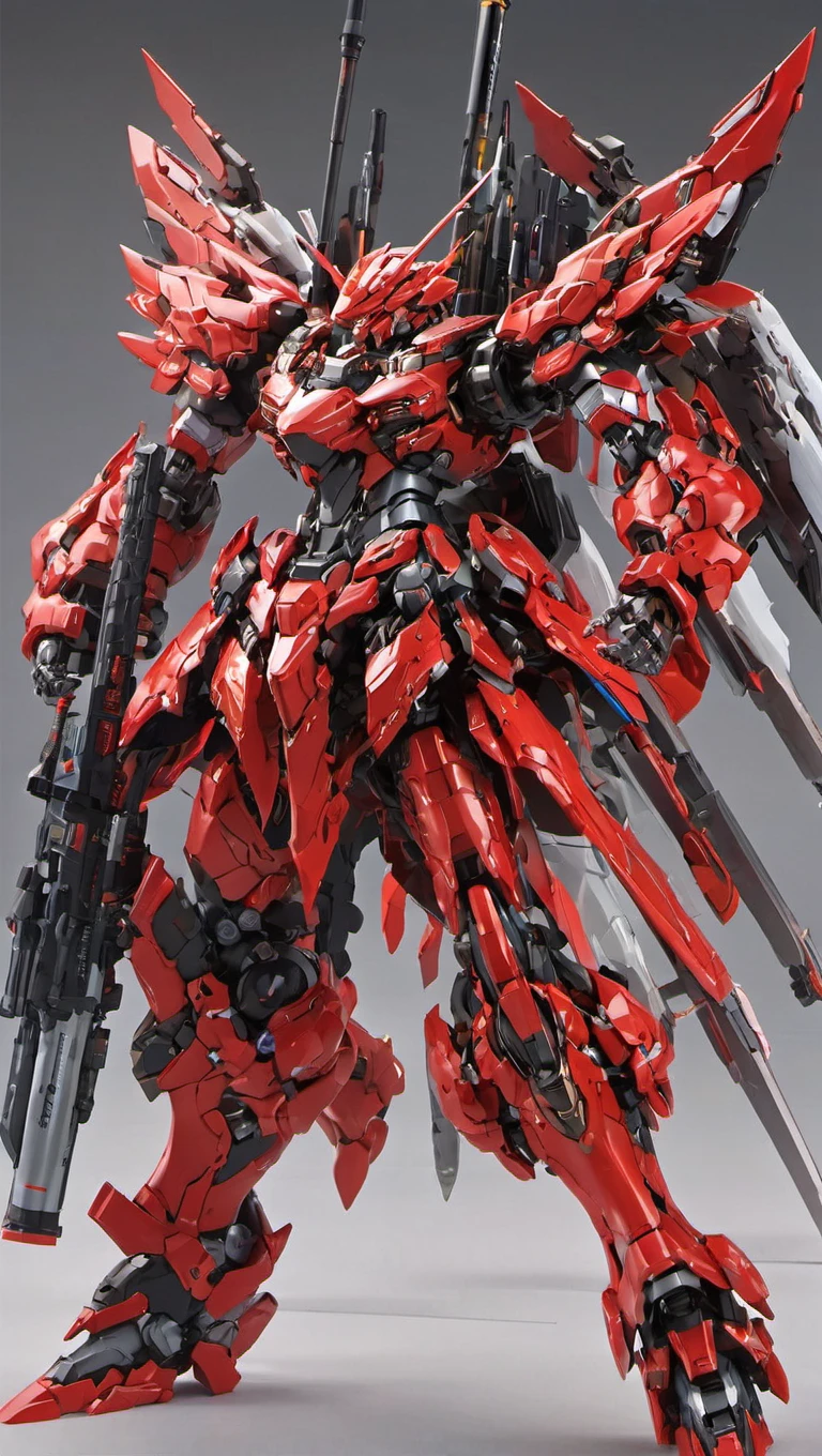 (RRS:1.2), best quality, masterpiece, ultra-detailed, mecha robot, (ultra-detailed mecha armor), full armor, (large size robot:1.5), glowing eyes, (full body:1.2), (mechanical parts:1), (robot joints:1), (military parts:1.5), (heroic parts:0.1), cable, (battle-ready:1.2),(powerful stance:1.3),(Detailed eye description:1.2),(huge mechanical weapon:1.2), (detailed weapon description:1.2), (holding weapon and weapon :1.5)<lora:srdxl_v1f:0.4>