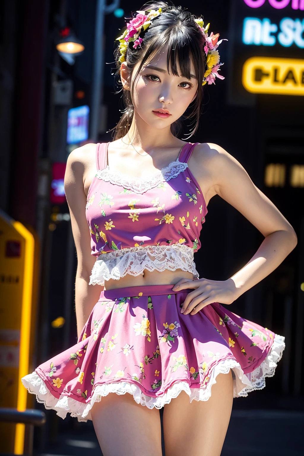 (photorealistic:1.4) ,
BREAK,
, neon lighting, vibrant glow, dynamic colors, reflective surfaces
BREAK
, girly style, lace dresses, pastel colors, floral prints, high-waisted skirts, ballet flats, delicate accessories