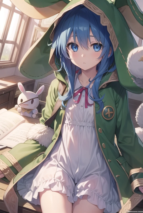dalyoshino, <lora:yoshino-lora-nochekaiser:1>,
yoshino, blue eyes, blue hair, long hair,
BREAK animal ears, animal hood, boots, coat, eyepatch, green footwear, hand puppet, hood, puppet, rabbit, rabbit ears, stuffed animal, stuffed toy,
BREAK looking at viewer,
BREAK indoors,
BREAK <lyco:GoodHands-beta2:1>, (masterpiece:1.2), best quality, high resolution, unity 8k wallpaper, (illustration:0.8), (beautiful detailed eyes:1.6), extremely detailed face, perfect lighting, extremely detailed CG, (perfect hands, perfect anatomy),