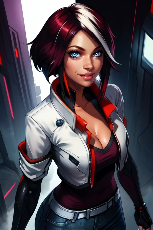 Nillin, multicolored hair,blue eyes, from above,
solo, upper body, close up, standing,
demin jeans,belt,cropped jacket, red shirt, fingerless gloves, cleavage, standing, smile,
cyberpunk france, outside, smile,
(insanely detailed, beautiful detailed face, masterpiece, best quality)
<lora:Nillin-10v3:0.7>